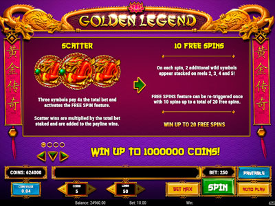 Golden Legend pokie screen 2